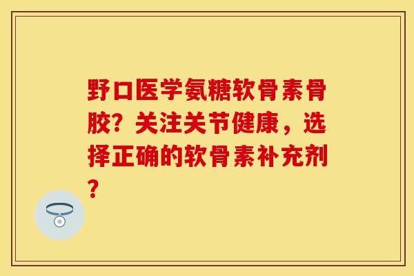 野口医学氨糖软骨素骨胶？关注关节健康，选择正确的软骨素补充剂？