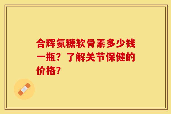 合辉氨糖软骨素多少钱一瓶？了解关节保健的价格？