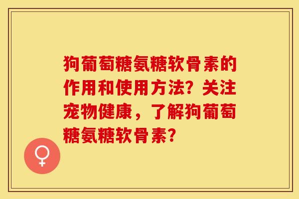 狗葡萄糖氨糖软骨素的作用和使用方法？关注宠物健康，了解狗葡萄糖氨糖软骨素？