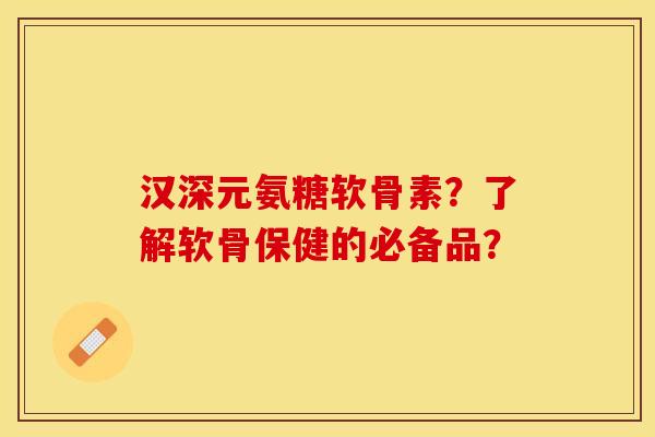 汉深元氨糖软骨素？了解软骨保健的必备品？