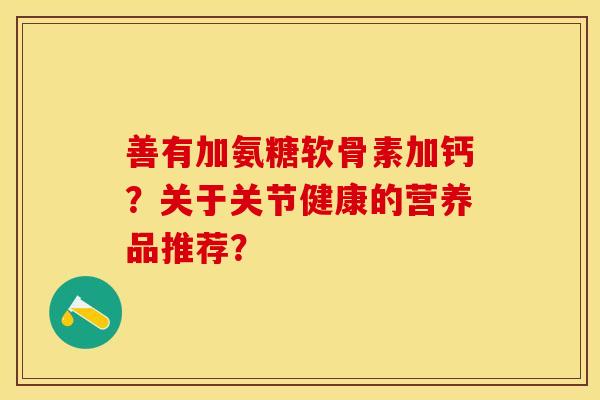 善有加氨糖软骨素加钙？关于关节健康的营养品推荐？