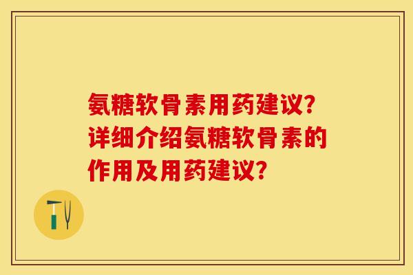 氨糖软骨素用药建议？详细介绍氨糖软骨素的作用及用药建议？