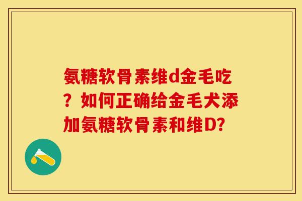 氨糖软骨素维d金毛吃？如何正确给金毛犬添加氨糖软骨素和维D？
