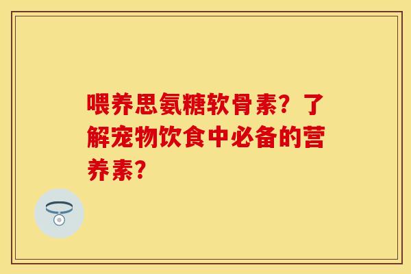 喂养思氨糖软骨素？了解宠物饮食中必备的营养素？