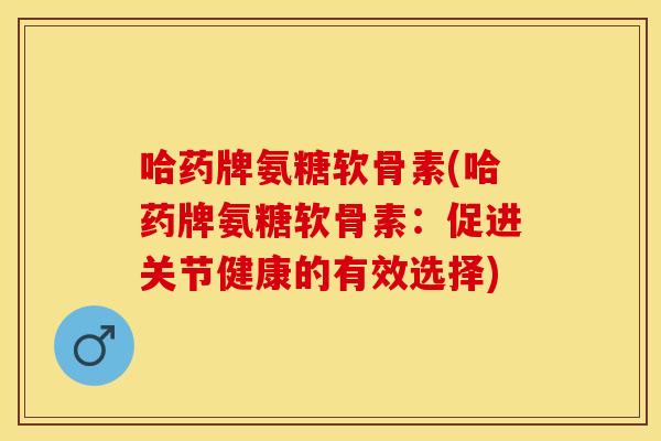 哈药牌氨糖软骨素(哈药牌氨糖软骨素：促进关节健康的有效选择)