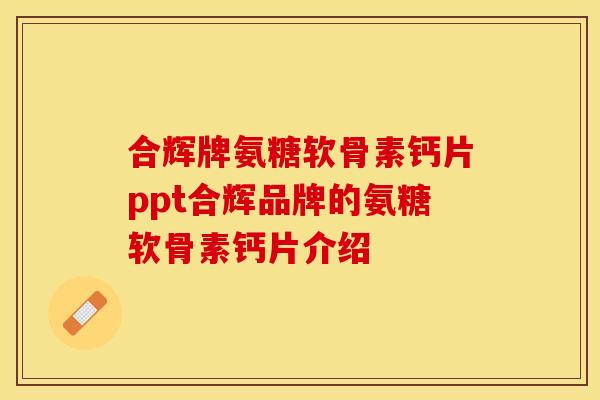 合辉牌氨糖软骨素钙片ppt合辉品牌的氨糖软骨素钙片介绍