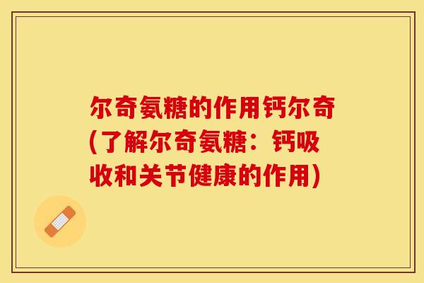 尔奇氨糖的作用钙尔奇(了解尔奇氨糖：钙吸收和关节健康的作用)