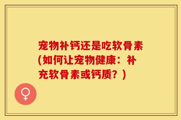 宠物补钙还是吃软骨素(如何让宠物健康：补充软骨素或钙质？)