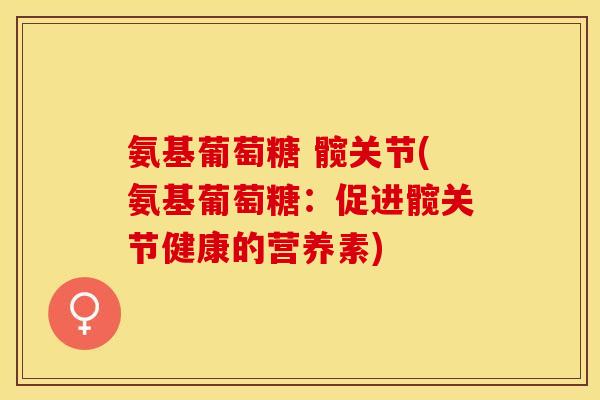 氨基葡萄糖 髋关节(氨基葡萄糖：促进髋关节健康的营养素)