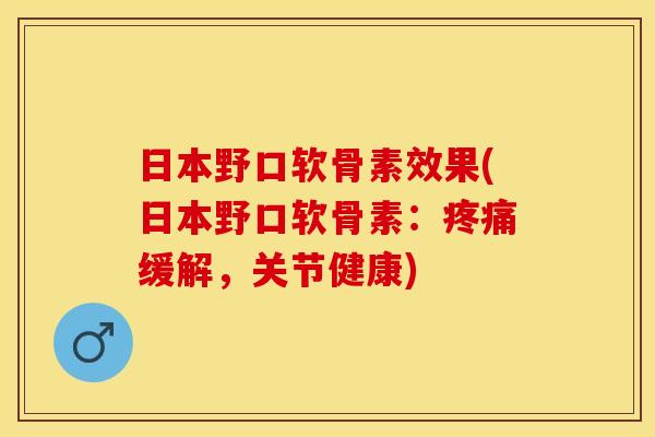 日本野口软骨素效果(日本野口软骨素：疼痛缓解，关节健康)