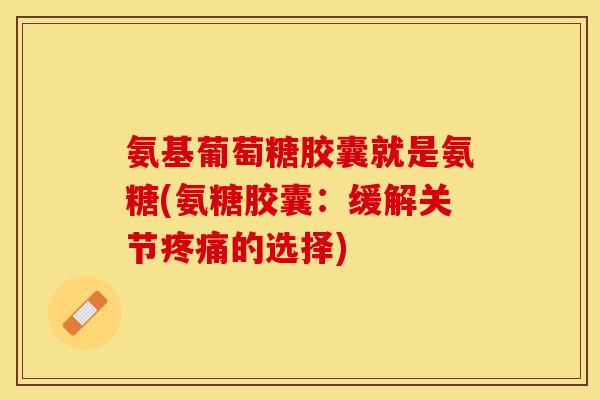 氨基葡萄糖胶囊就是氨糖(氨糖胶囊:缓解关节的选择) 氨基葡萄糖胶囊就是氨糖(氨糖胶囊:缓解关节的选择)