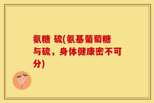 氨糖 硫(氨基葡萄糖与硫，身体健康密不可分)