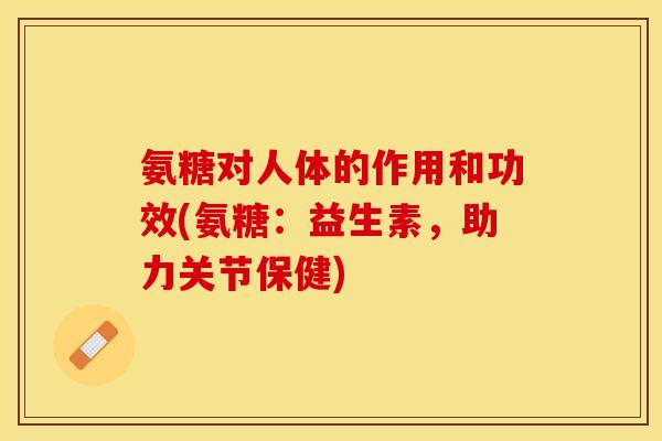氨糖对人体的作用和功效(氨糖：益生素，助力关节保健)