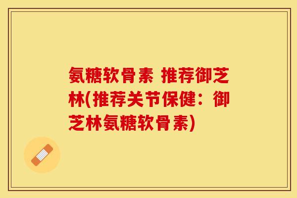 氨糖软骨素 推荐御芝林(推荐关节保健：御芝林氨糖软骨素)