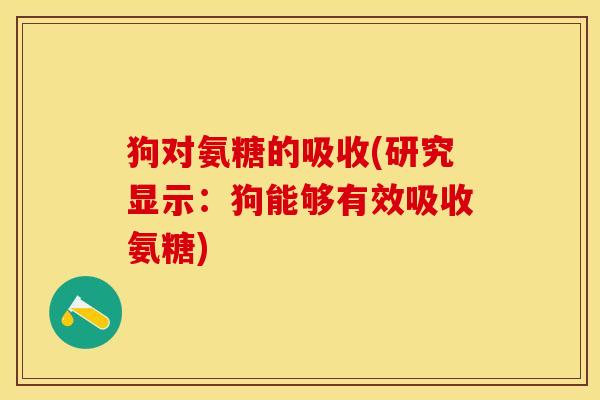 狗对氨糖的吸收(研究显示：狗能够有效吸收氨糖)