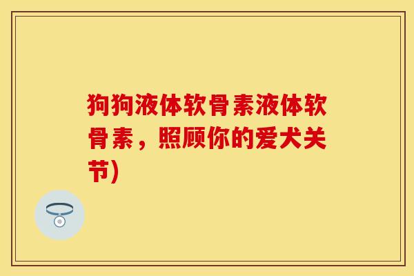狗狗液体软骨素液体软骨素，照顾你的爱犬关节)
