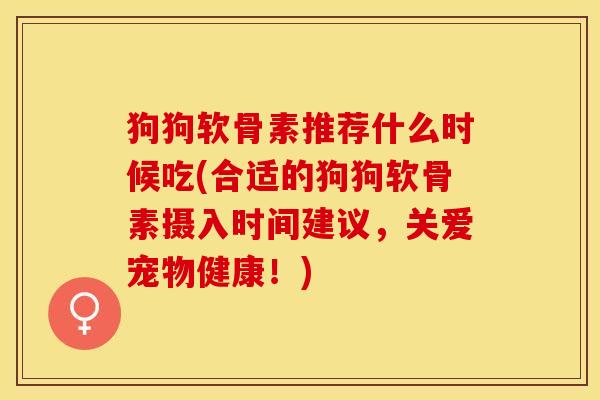 狗狗软骨素推荐什么时候吃(合适的狗狗软骨素摄入时间建议,关爱宠物健康!) 狗狗软骨素推荐什么时候吃(合适的狗狗软骨素摄入时间建议,关爱宠物健康!)