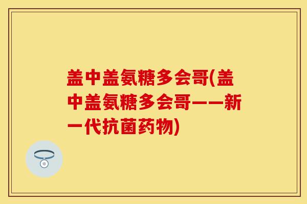 盖中盖氨糖多会哥(盖中盖氨糖多会哥——新一代抗菌药物)