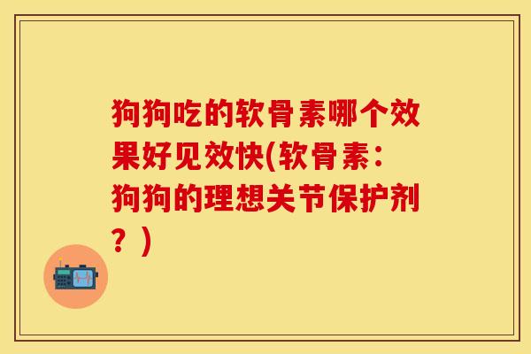 狗狗吃的软骨素哪个效果好见效快(软骨素：狗狗的理想关节保护剂？)