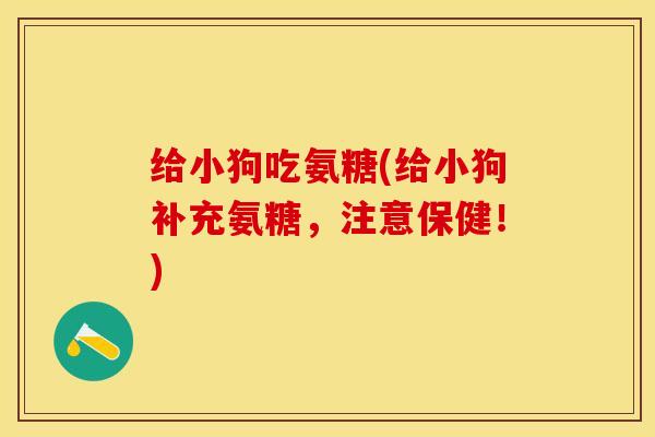 给小狗吃氨糖(给小狗补充氨糖，注意保健！)