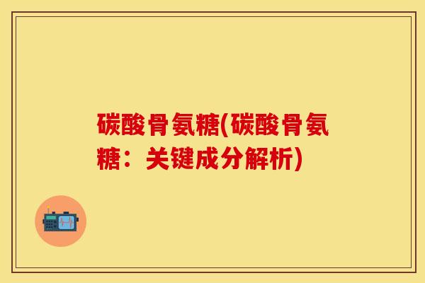 碳酸骨氨糖(碳酸骨氨糖：关键成分解析)