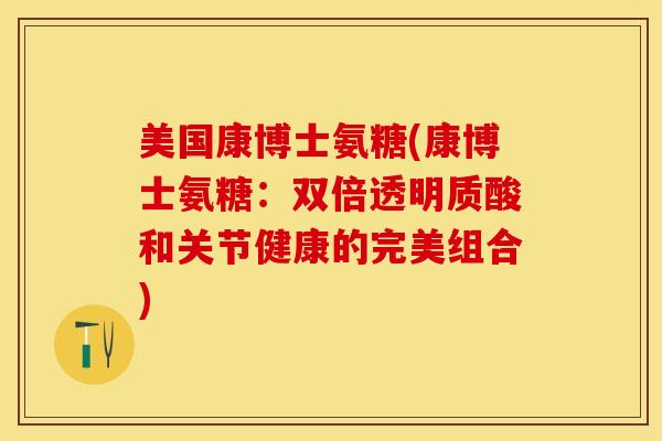 美国康博士氨糖(康博士氨糖：双倍透明质酸和关节健康的完美组合)