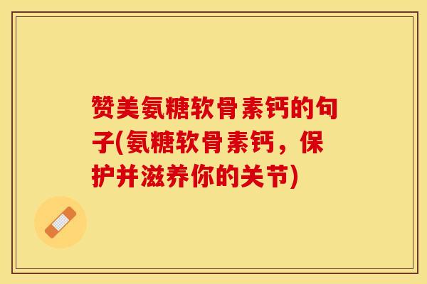 赞美氨糖软骨素钙的句子(氨糖软骨素钙，保护并滋养你的关节)