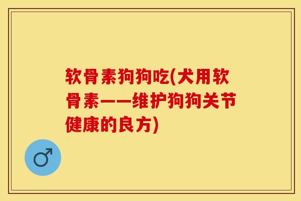 软骨素狗狗吃(犬用软骨素——维护狗狗关节健康的良方)