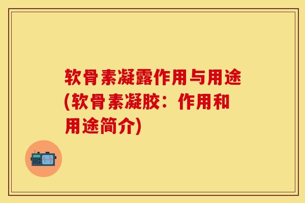 软骨素凝露作用与用途(软骨素凝胶：作用和用途简介)