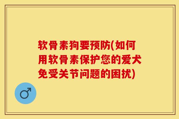 软骨素狗要预防(如何用软骨素保护您的爱犬免受关节问题的困扰)