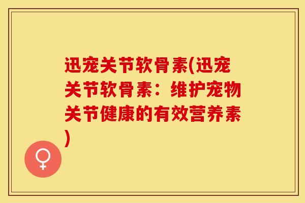 迅宠关节软骨素(迅宠关节软骨素：维护宠物关节健康的有效营养素)