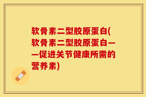 软骨素二型胶原蛋白(软骨素二型胶原蛋白——促进关节健康所需的营养素)