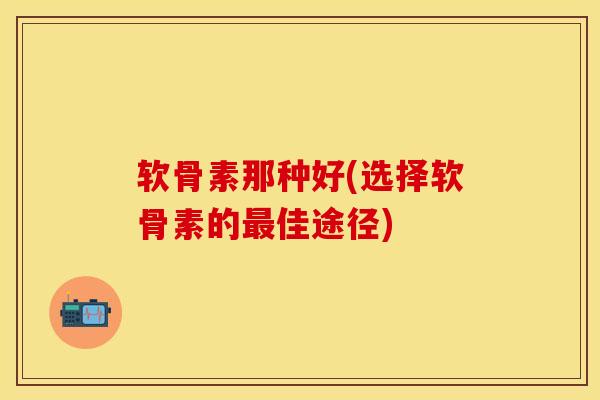 软骨素那种好(选择软骨素的最佳途径)