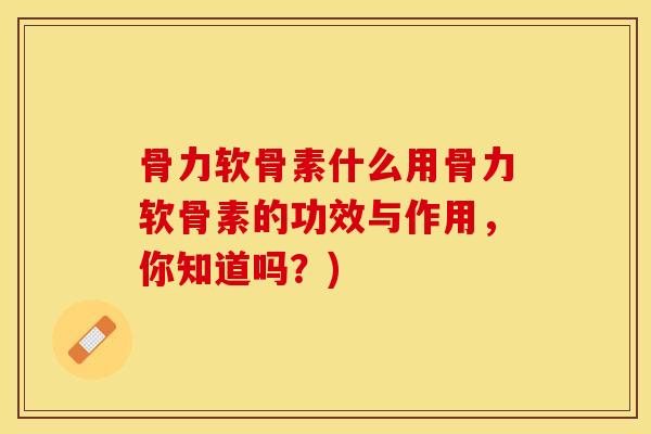 骨力软骨素什么用骨力软骨素的功效与作用，你知道吗？)