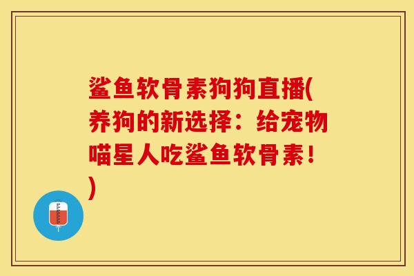 鲨鱼软骨素狗狗直播(养狗的新选择：给宠物喵星人吃鲨鱼软骨素！)