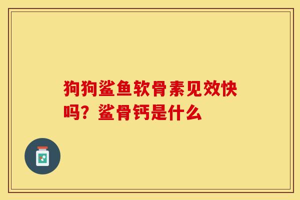 狗狗鲨鱼软骨素见效快吗？鲨骨钙是什么