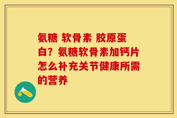 氨糖 软骨素 胶原蛋白？氨糖软骨素加钙片怎么补充关节健康所需的营养