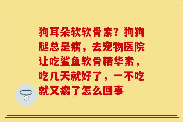 狗耳朵软软骨素？狗狗腿总是瘸，去宠物医院让吃鲨鱼软骨精华素，吃几天就好了，一不吃就又瘸了怎么回事