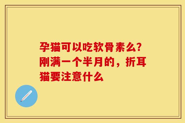 孕猫可以吃软骨素么？刚满一个半月的，折耳猫要注意什么