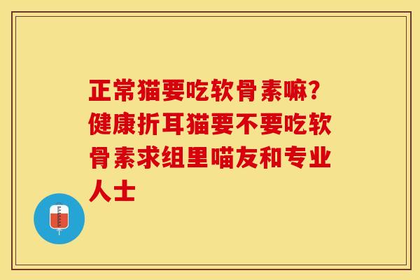 正常猫要吃软骨素嘛？健康折耳猫要不要吃软骨素求组里喵友和专业人士