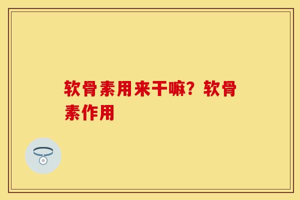 软骨素用来干嘛？软骨素作用