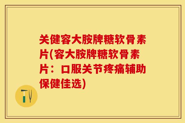 关健容大胺牌糖软骨素片(容大胺牌糖软骨素片：口服关节疼痛辅助保健佳选)
