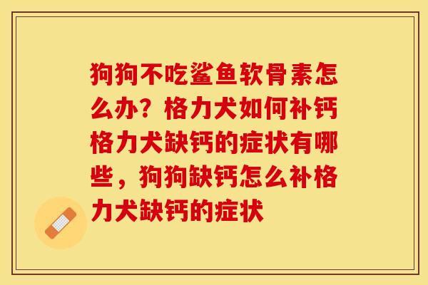 狗狗不吃鲨鱼软骨素怎么办？格力犬如何补钙格力犬缺钙的症状有哪些，狗狗缺钙怎么补格力犬缺钙的症状