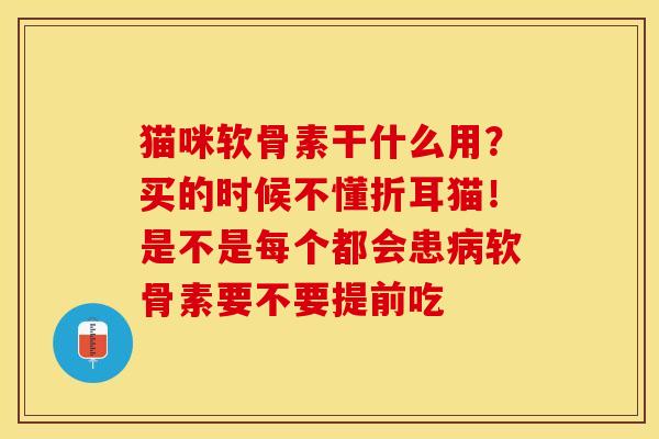 猫咪软骨素干什么用？买的时候不懂折耳猫！是不是每个都会患病软骨素要不要提前吃