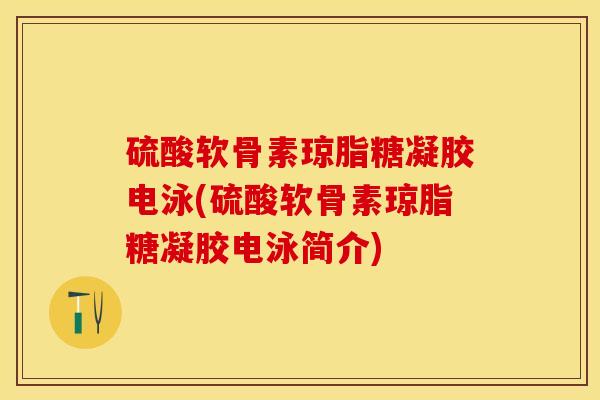 硫酸软骨素琼脂糖凝胶电泳(硫酸软骨素琼脂糖凝胶电泳简介)
