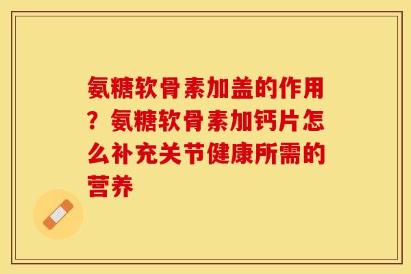 氨糖软骨素加盖的作用？氨糖软骨素加钙片怎么补充关节健康所需的营养