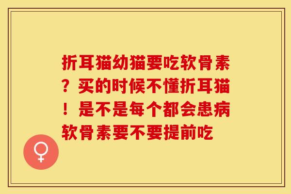 折耳猫幼猫要吃软骨素？买的时候不懂折耳猫！是不是每个都会患病软骨素要不要提前吃