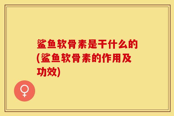 鲨鱼软骨素是干什么的(鲨鱼软骨素的作用及功效)