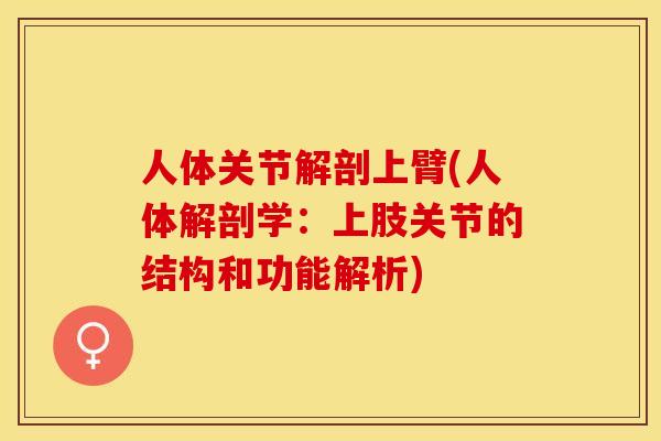 人体关节解剖上臂(人体解剖学：上肢关节的结构和功能解析)