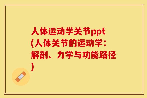 人体运动学关节ppt(人体关节的运动学：解剖、力学与功能路径)